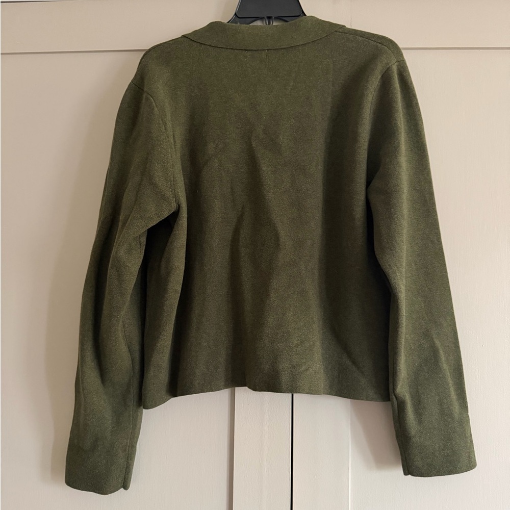 NWT Olive 100% Cotton Polo Cardigan - Picture 6 of 6
